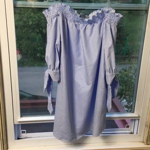 Cute blue striped shirt dress